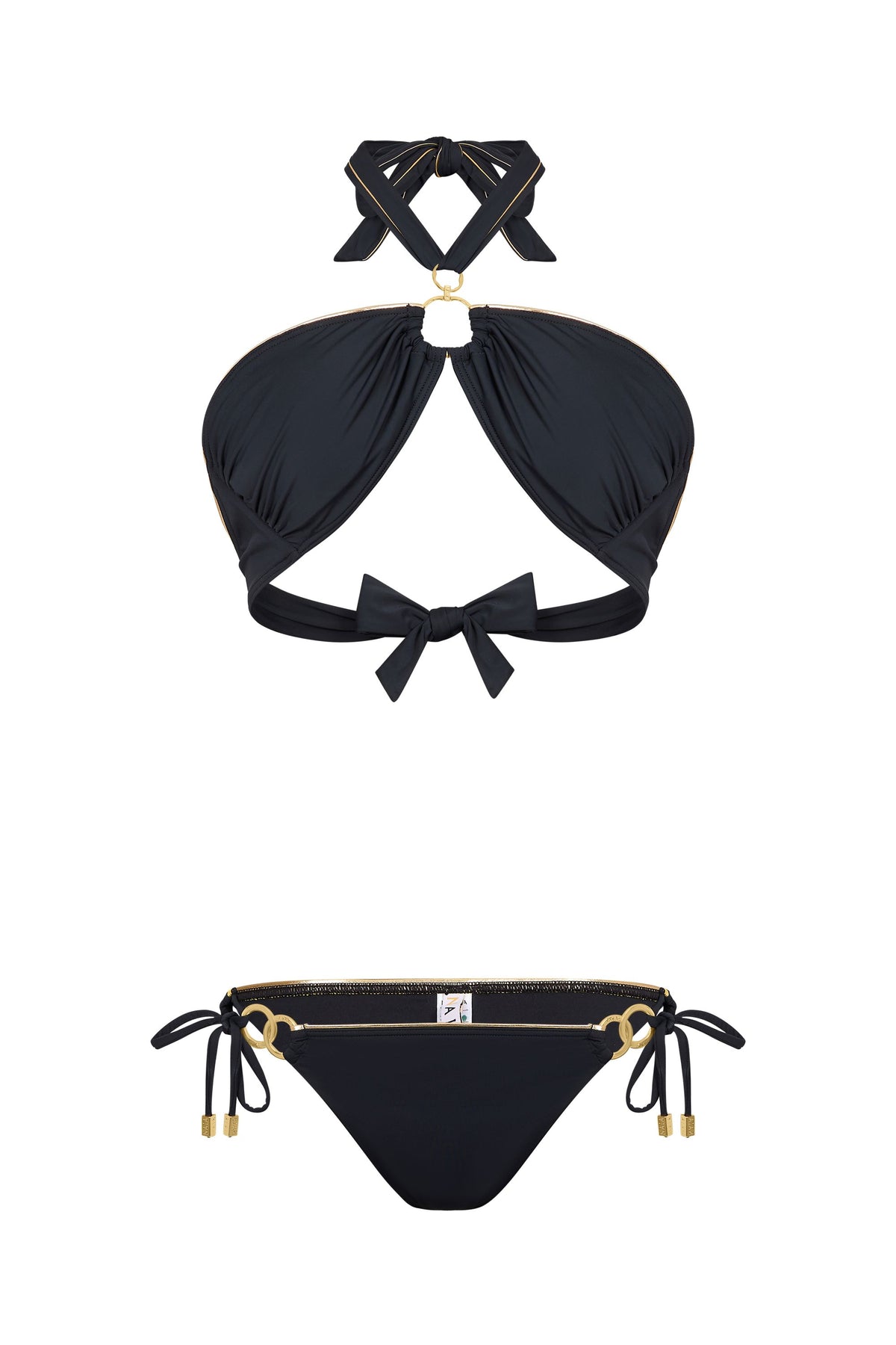 Fiji Double Ring Bikini Set Black & Gold
