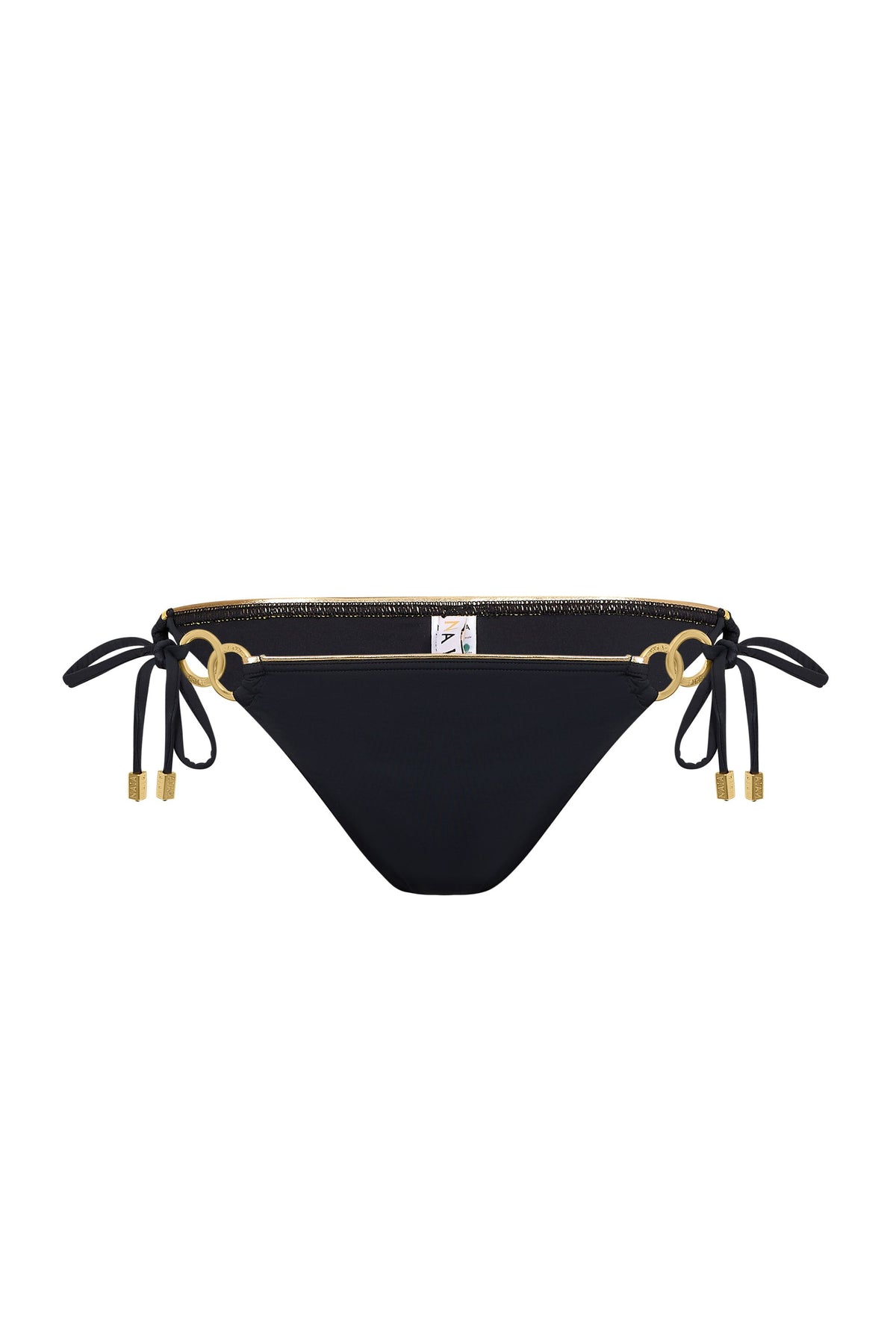 Fiji Double Ring Bandeau Bikini Brief Black & Gold