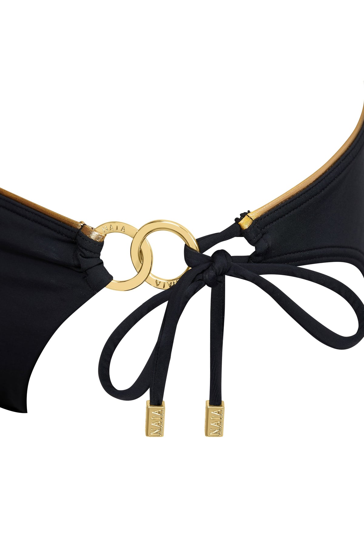 Fiji Double Ring Bandeau Bikini Brief Black & Gold