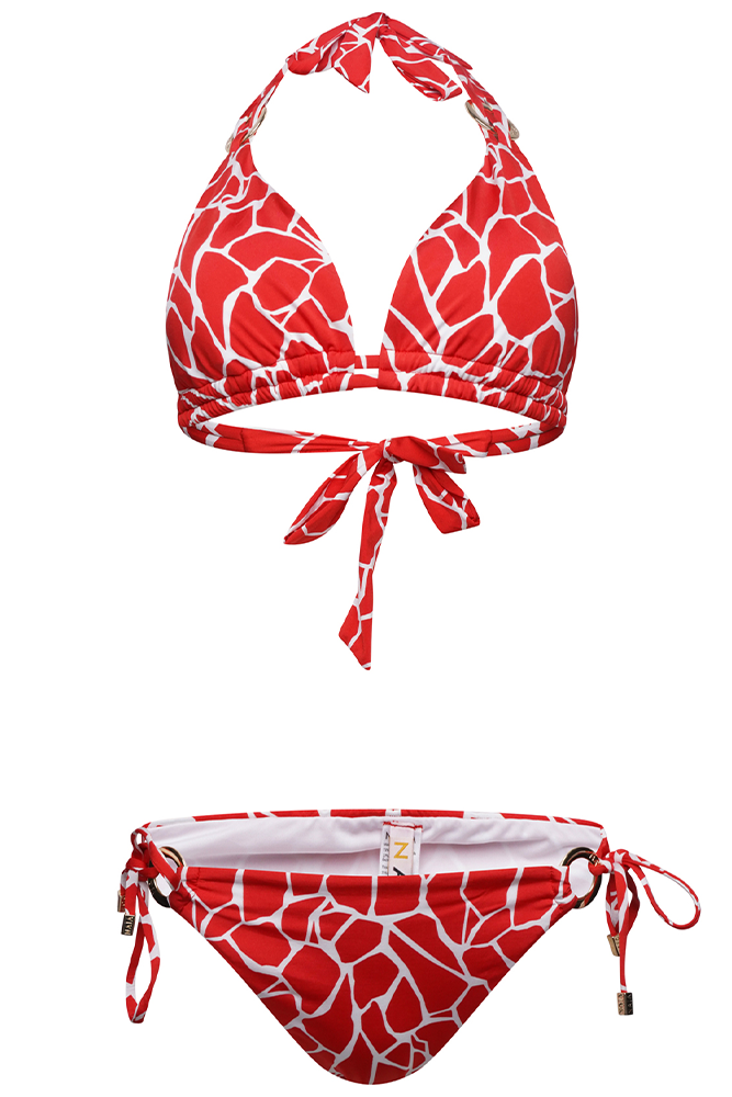 Ursula Bikini Brief Red Giraffe Print