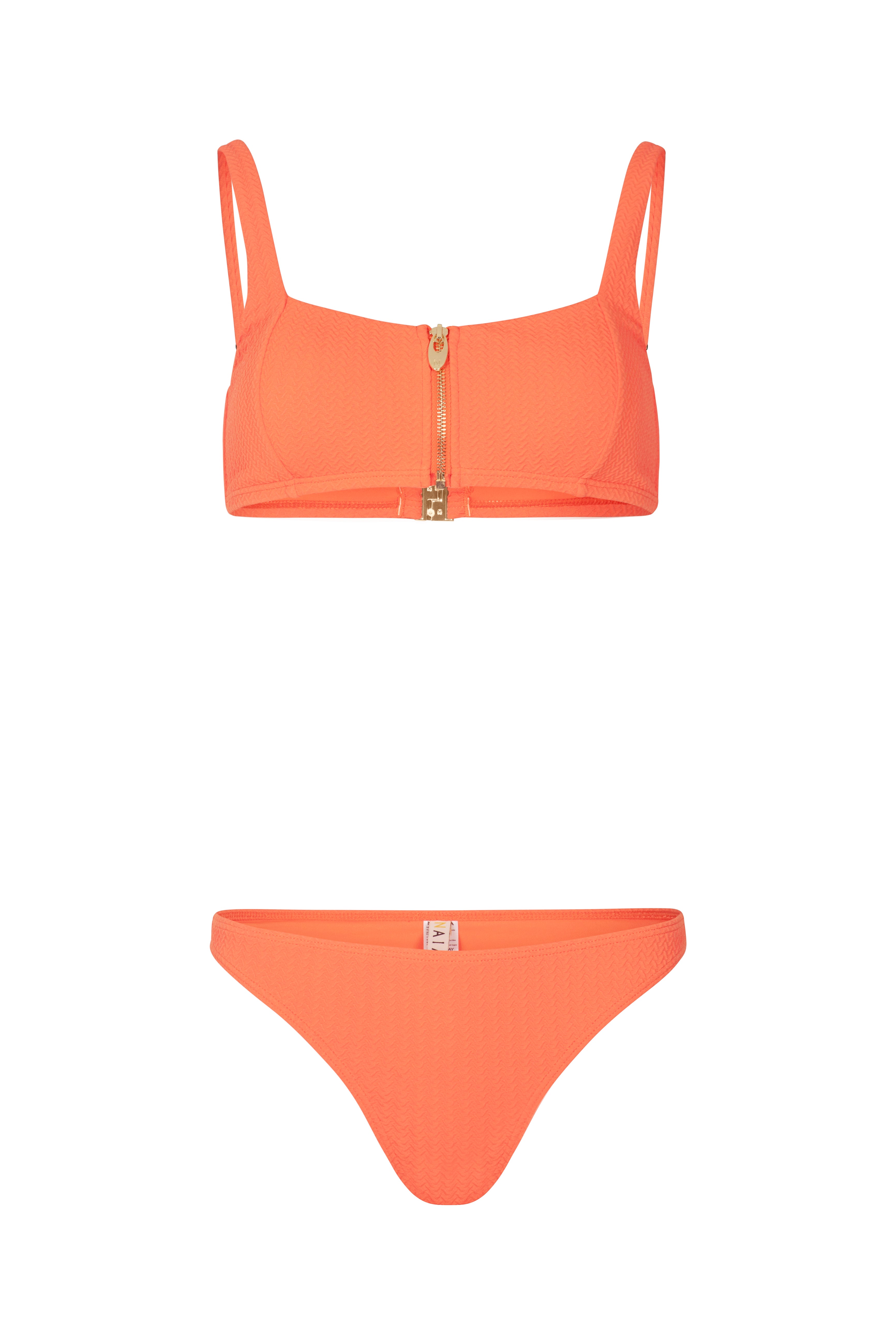 Bahamas Zip Up Bikini Top in Cardamom Orange
