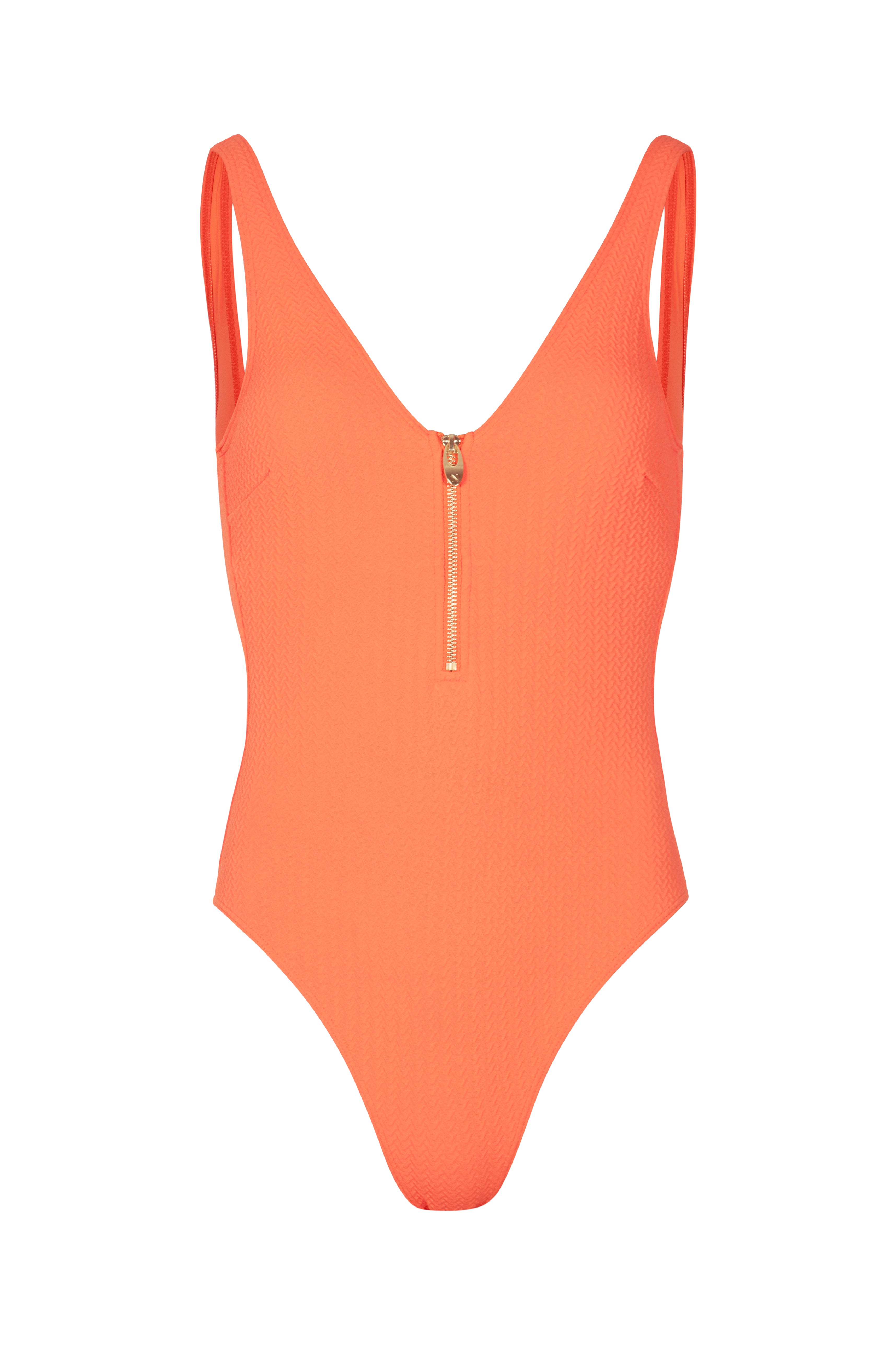 Malibu Zip up Swimsuit in Cardamom Orange