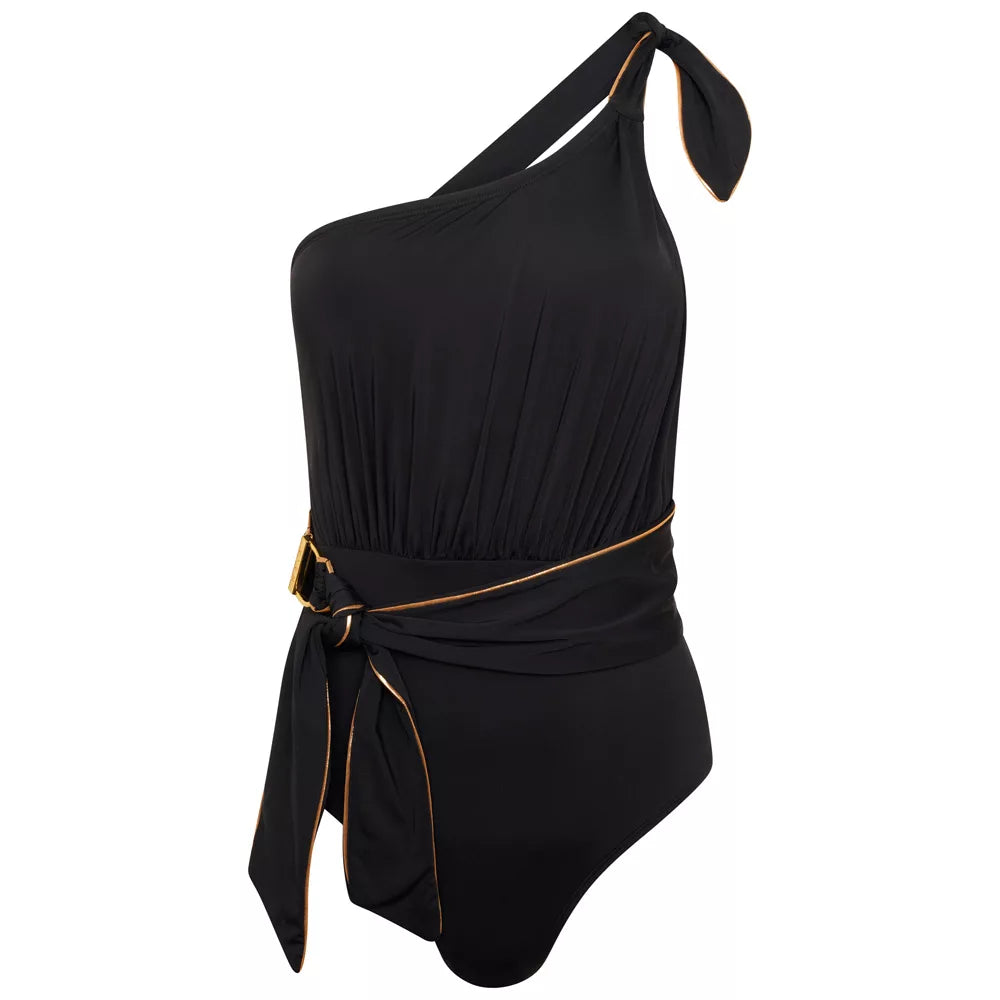 Positano One Shoulder Swimsuit in Black