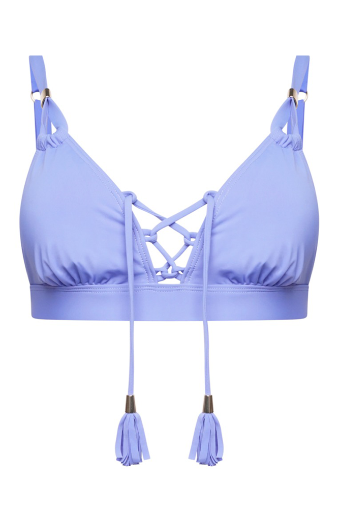 Cayman Lace Up Bikini Top in Persian Jewel Blue