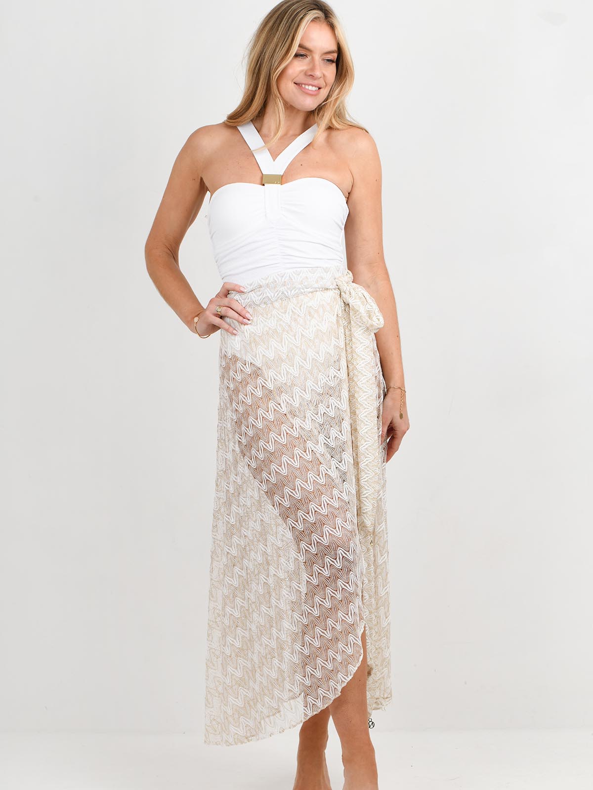 Cabo Zig zag wrap - SS26 The Golden Hour Collection NAIA Beach luxury swimwear and resort wear