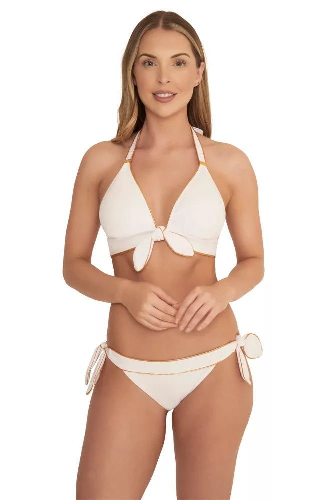 Amalfi White And Gold Bikini Top