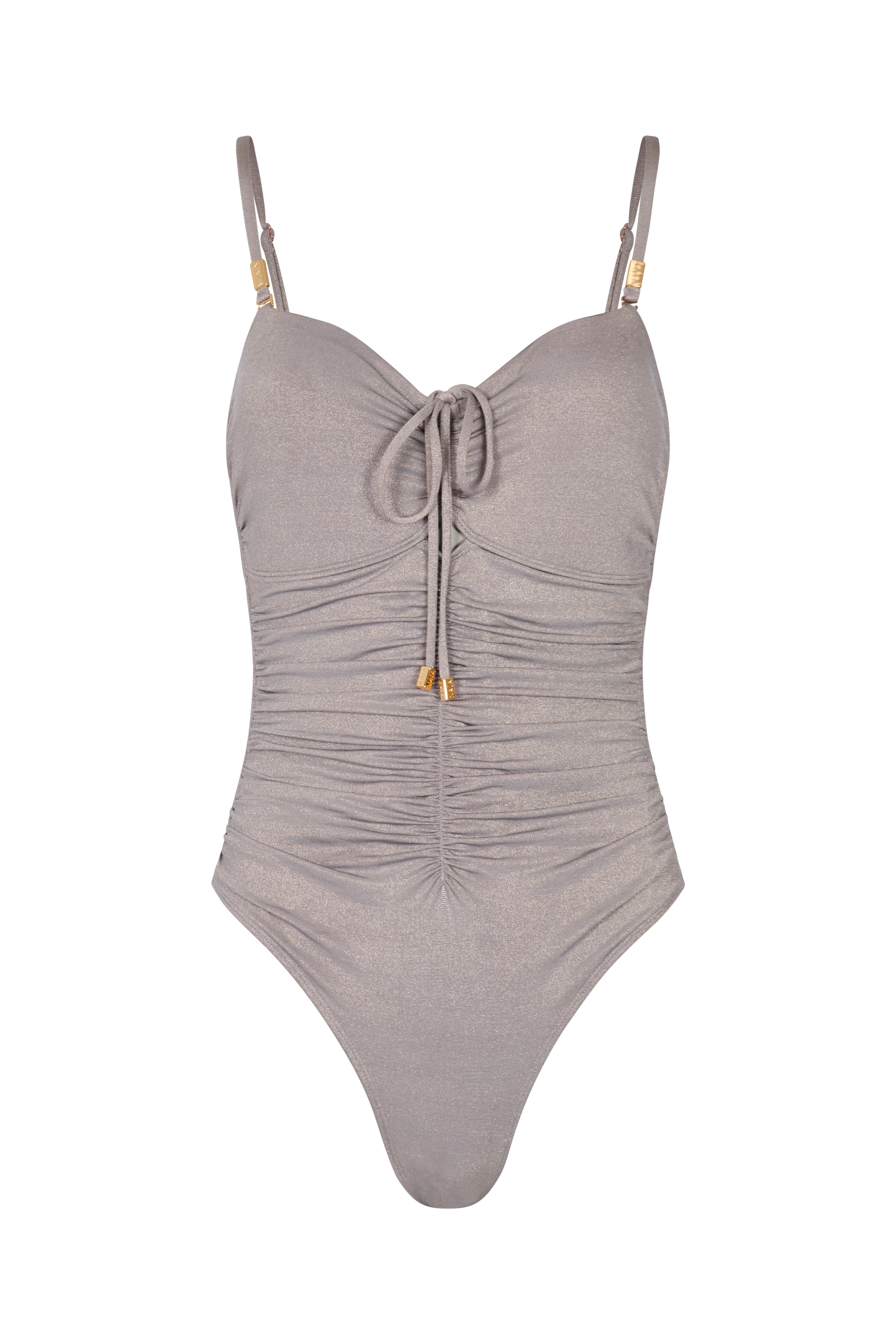 Cannes Bandeau Multi-Way Swimsuit in Pewter Sparkle