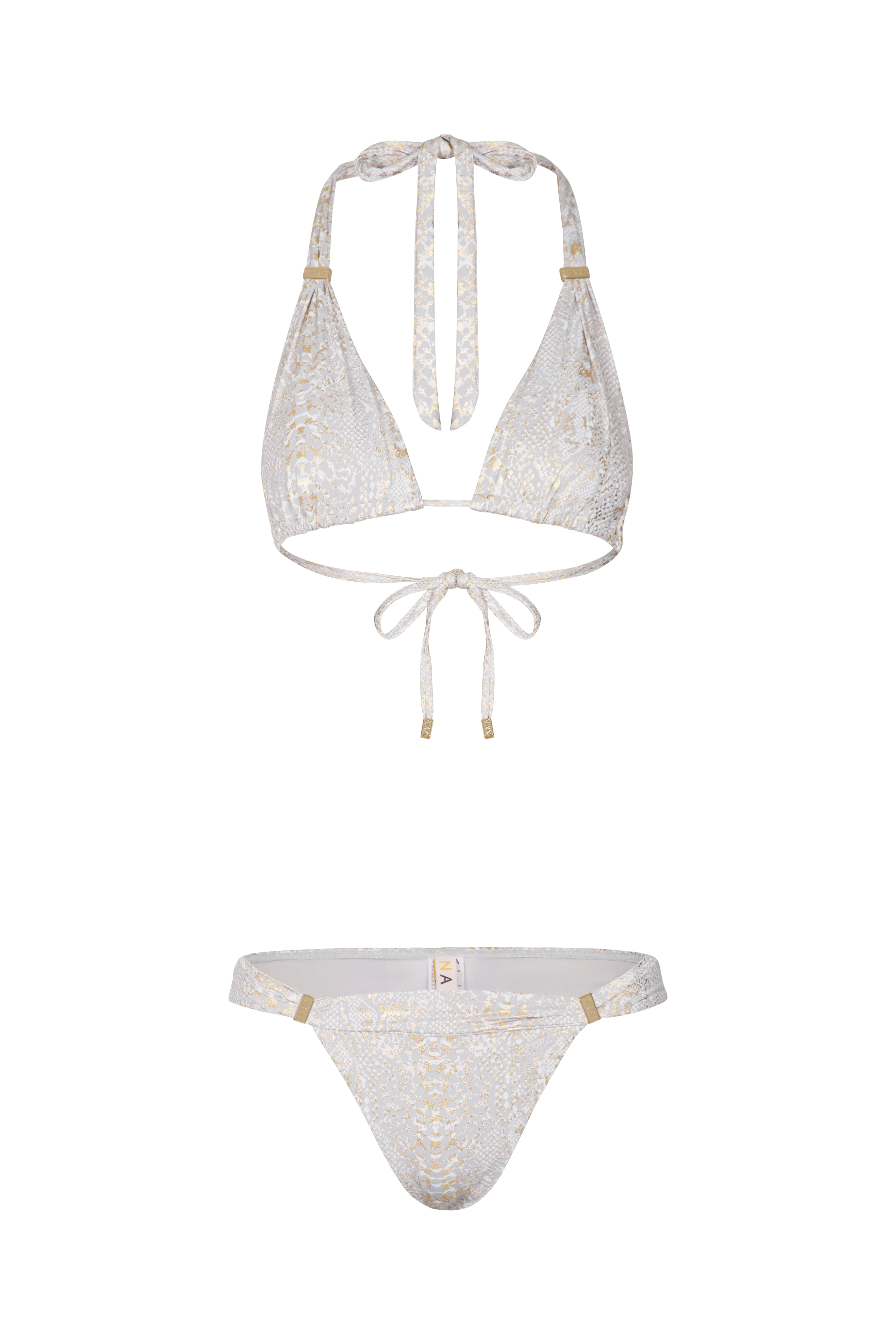 Maia Bikini Top in Silver Snake Print