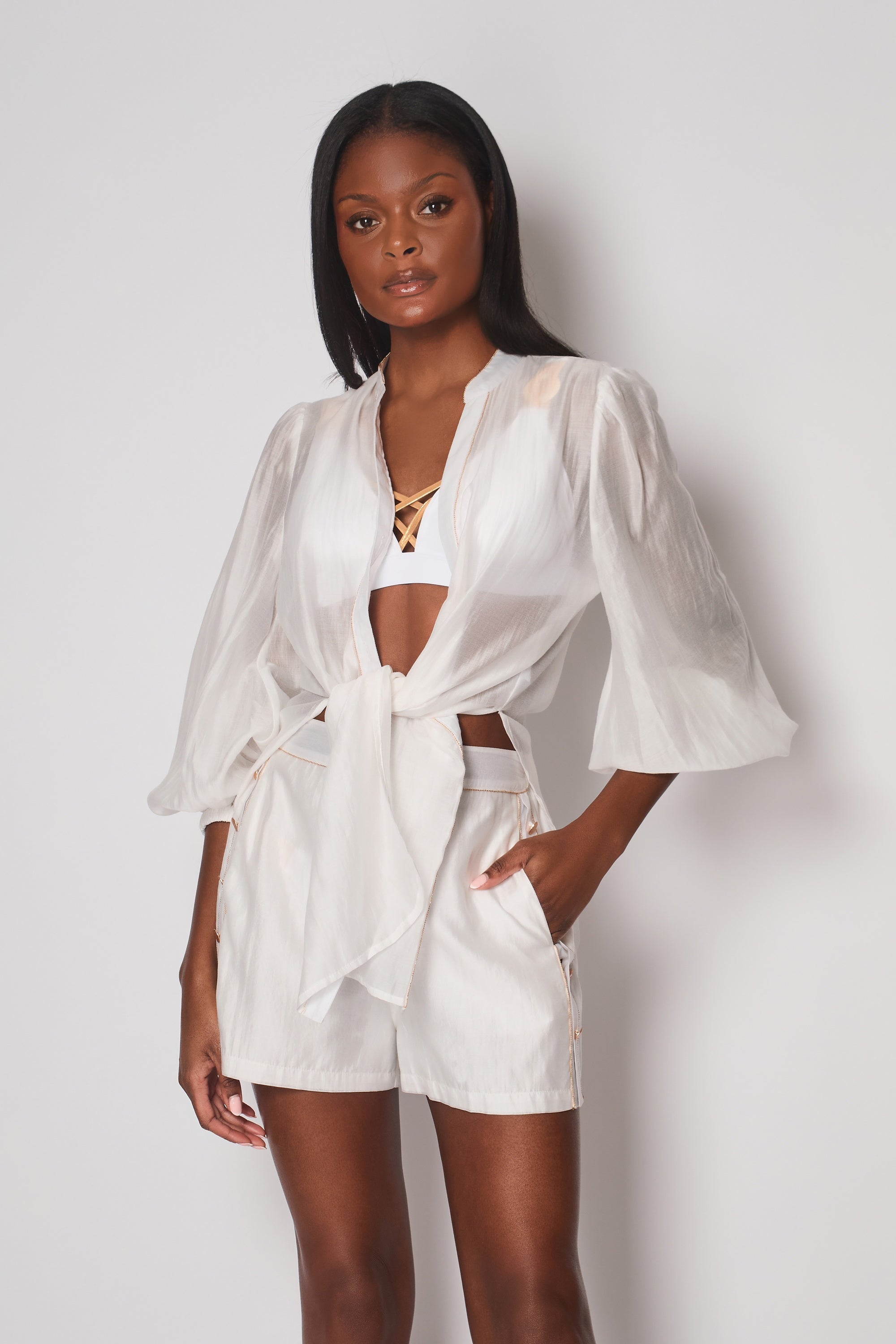 Martinique Soft Sheen Cotton Shirt in White