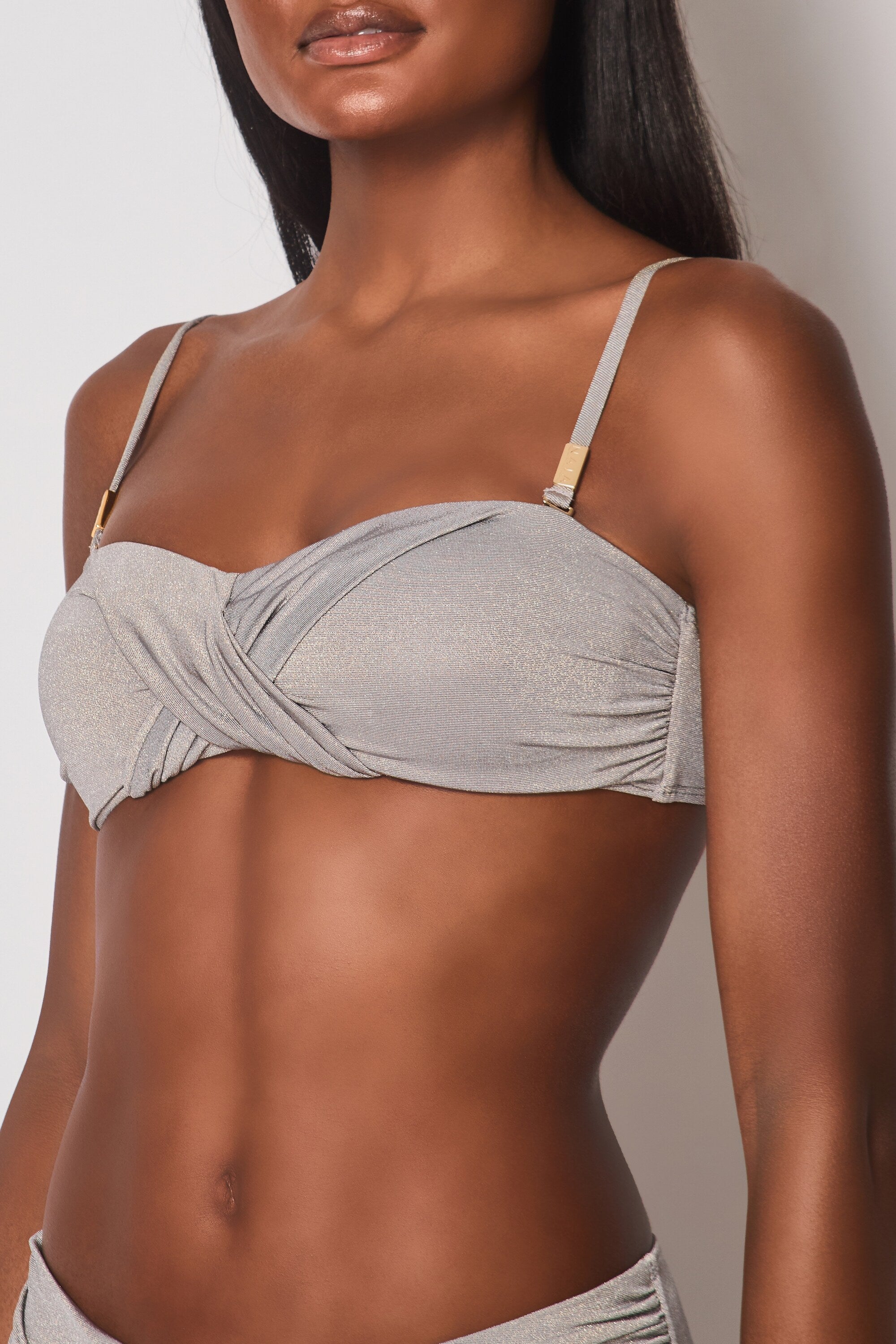 Eze Bandeau Bikini Top in Pewter Sparkle