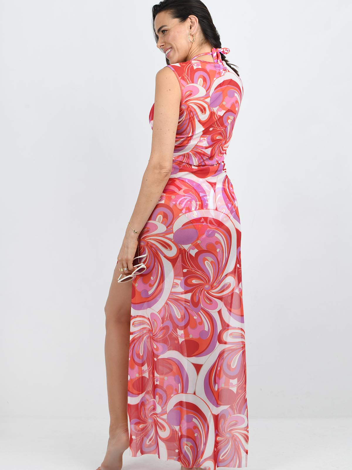 Model wearing the malaga dress in Dolce Vita print by NAIA Beach