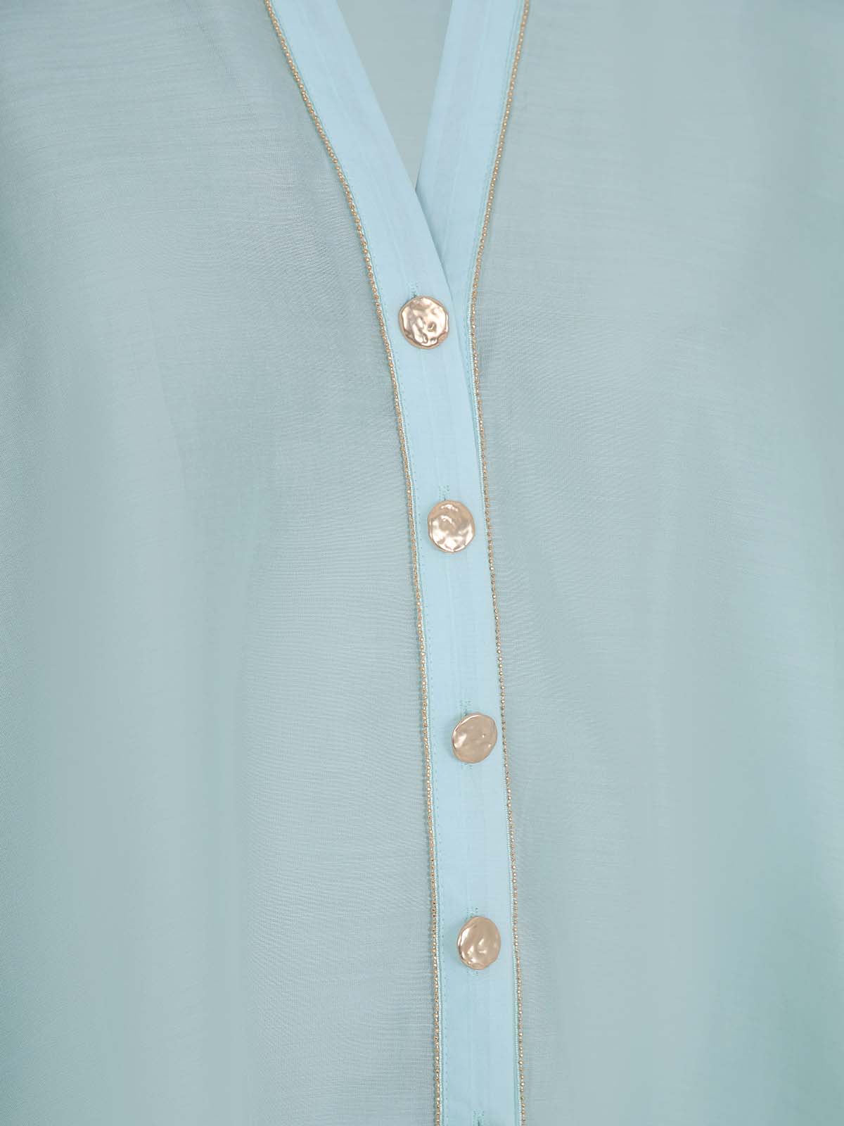 Martinique shirt in aqua by NAIA Beach Luxury Swimwear and resort wear SS26 The Golden Hour collection