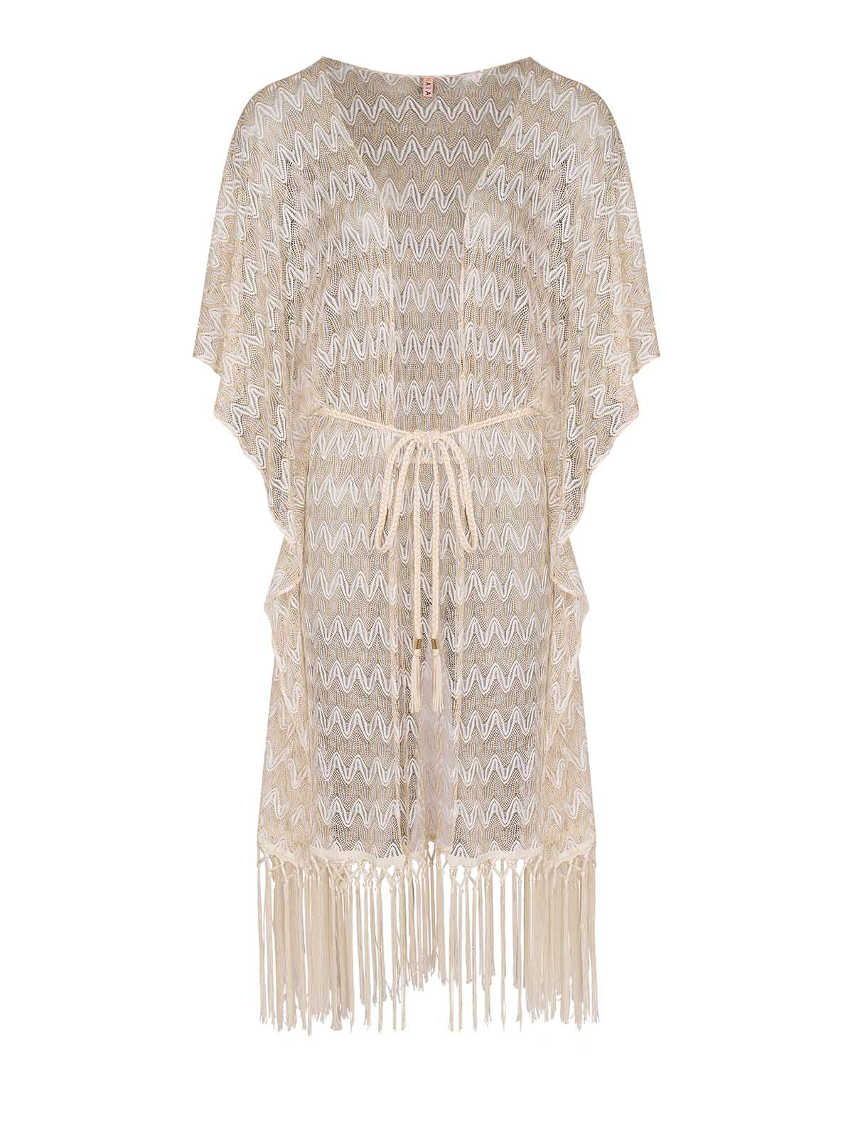 Mykonos Crochet White & Gold Kaftan