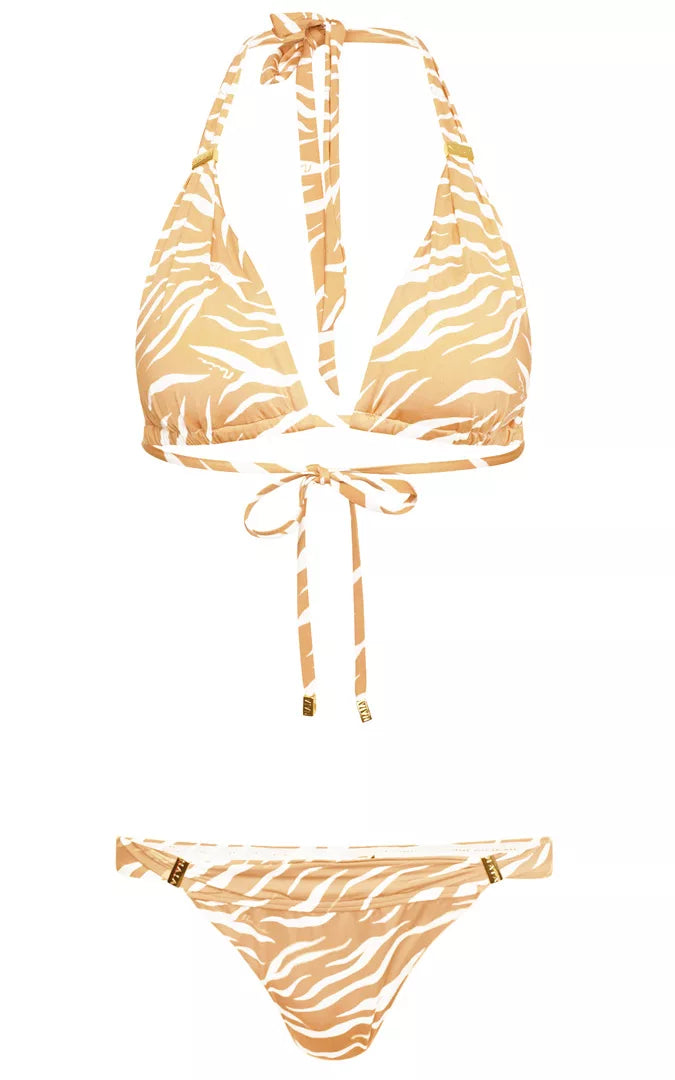 Maia Bikini Brief in Gold Zebra Print