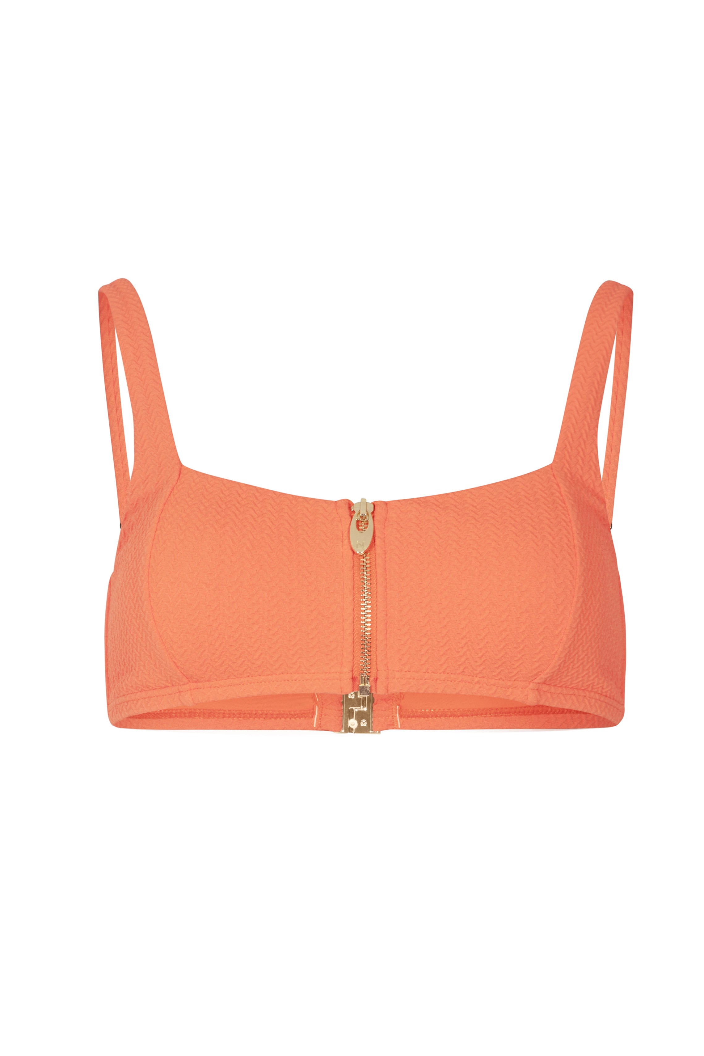 Bahamas Zip Up Bikini Top in Cardamom Orange
