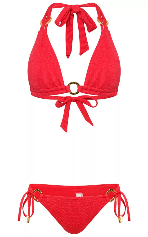 Ursula Weave Trim Bikini Top Red