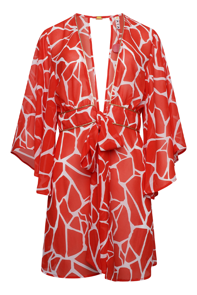 Bel Air Kaftan Red Giraffe Print