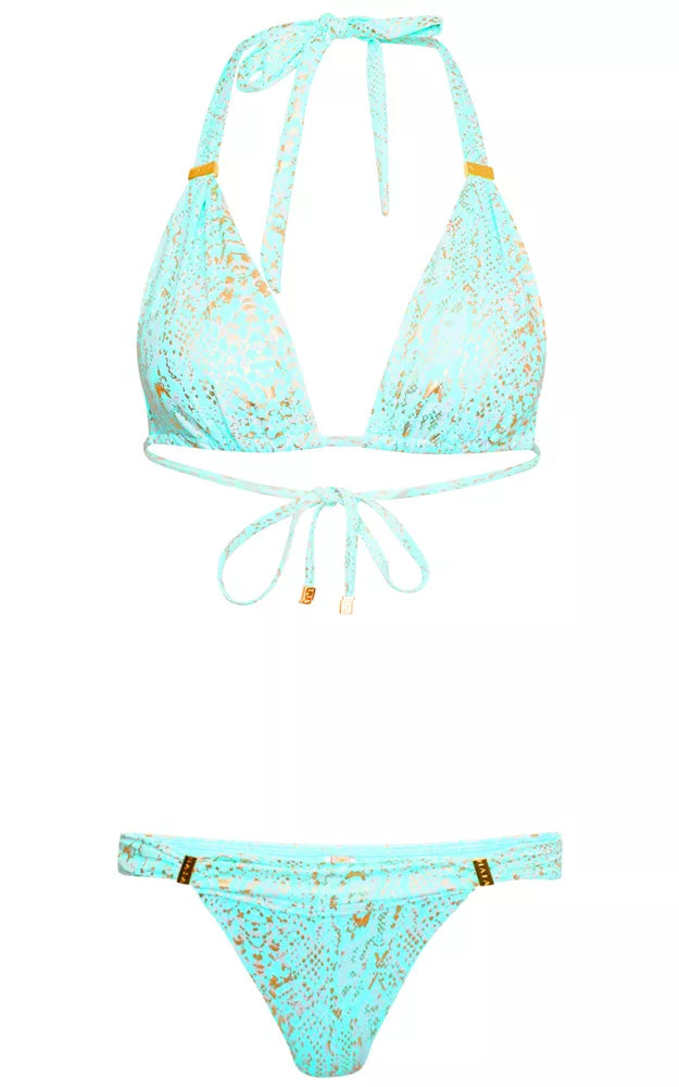Maia Bikini Top in Turquoise Snake Print