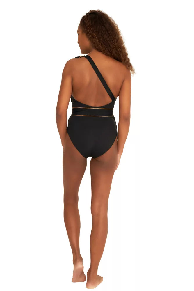 Positano One Shoulder Swimsuit in Black
