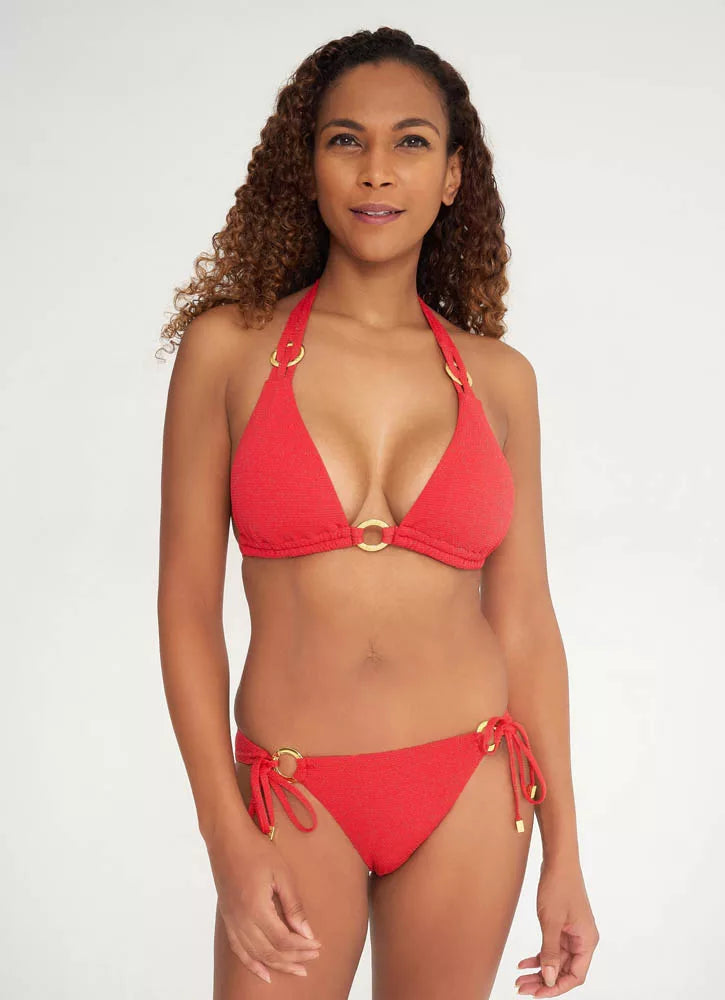 Ursula Weave Trim Bikini Top Red