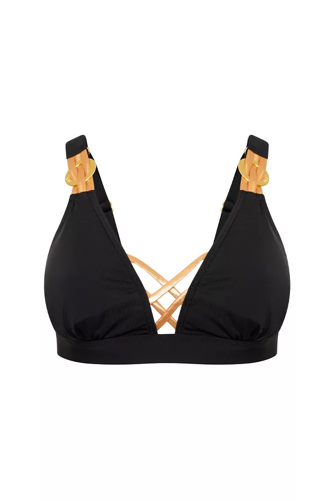 Phoebe Bikini Top Black And Gold