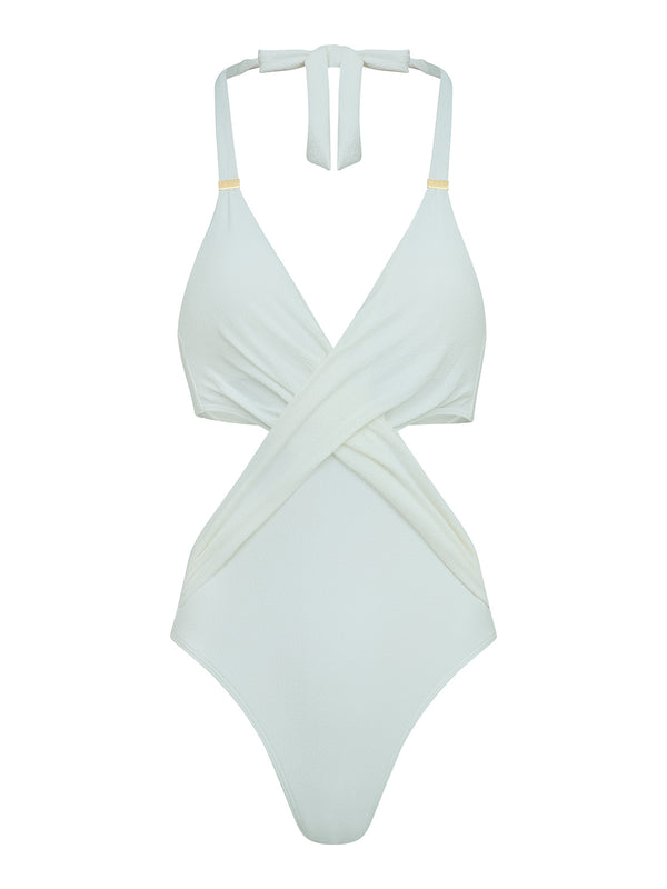 Rio Cut out  swimsuit in white marble   - SS26 The Golden Hour Collection NAIA Beach