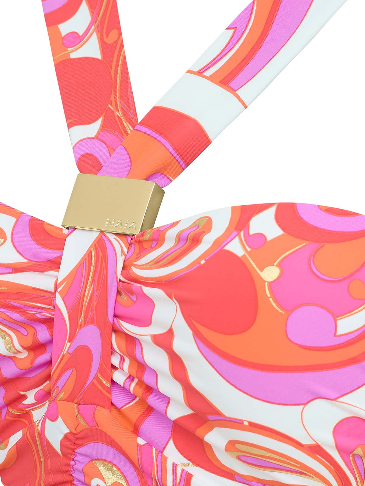 Selene swimsuit  in Dolce Vita Print by NAIA Beach  Luxury Swimwear SS26 The Golden Hour collection 