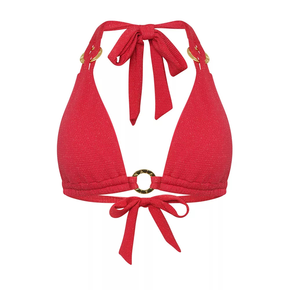 Ursula Weave Trim Bikini Top Red